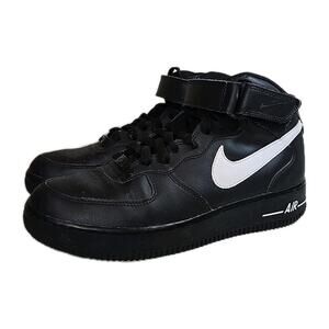 Nike Air Force 1 Mid Mens Shoe Size 8 Black White Sneaker Athletic